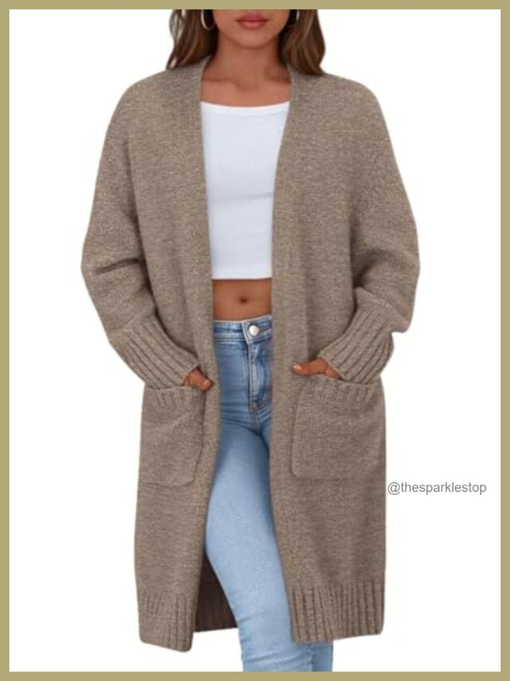 Open Front Long Sleeve Cardigan Sweater Coat Knee-Length Knit